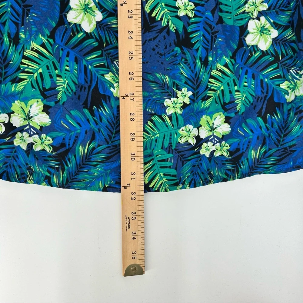 SSLR Aloha Hawaiian Camp Shirt Men's XL‎ Blue Vibrant Floral Pattern EUC